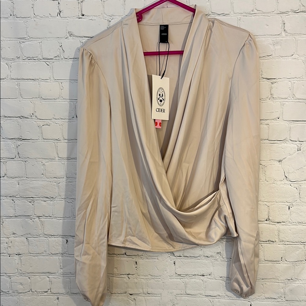 Cider Chic Beige Drape Top NWT